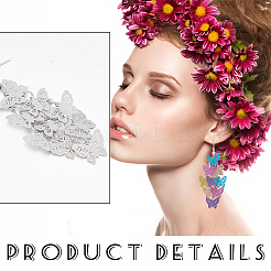 4 пара двухцветных сережек-бабочек из латуни&nbsp;EJEW-AN0003-80