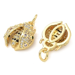 Подвески из латуни с микро-паве в виде божьей коровки и кубического циркония&nbsp;KK-Z053-03G