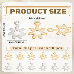 40 шт. 2-х цветные подвески из нержавеющей стали 304&nbsp;STAS-LP0004-38