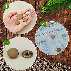 60шт 3 стиля латунные пуговицы с хвостовиком BUTT-GA0001-13