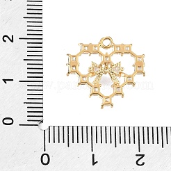 真鍮マイクロパヴェクリアキュービックペンダント  ちょう結びのチャームが付いたハート  18KGP本金メッキ  15.5x17x3.5mm  穴：1.2mm&nbsp;CU-CBA1682-06F-G