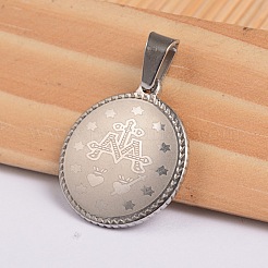 Плоские круглые подвески с изображением Девы Марии и слова 304 из нержавеющей стали&nbsp;STAS-I036-02C