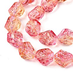 電気メッキガラスビーズセット  ナゲット  ショッキングピンク  13.5~14x13.5x10mm  穴：0.9mm  約49~50個/連  26.97~27.56インチ（68.5~70cm）&nbsp;EGLA-N012-09G
