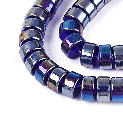 Ab色のメッキ透明ガラスビーズ連売り  フラットラウンド  ダークスレートブルー  7.5~8x4~4.5mm  穴：0.8~1mm  約82~87個/連  14.37~15.16''（36.5~38.5センチメートル）&nbsp;GLAA-T026-4x8mm-T05