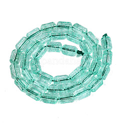 クラックル透明ガラスビーズ連売り  コラム  多面カット  ターコイズ  9~9.5x5.5~6mm  穴：1~1.2mm  約37~38個/連  13.39~13.78インチ（34~35cm）&nbsp;GLAA-N068-05A-05