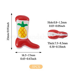 5 perle en émail de verre pour peinture de cuisson de bottes&nbsp;LAMP-TADJ0001-08I
