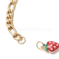 2 шт. 2 варианта браслета из латунной эмали с красными звеньями в форме клубники.&nbsp;AJEW-JB01547