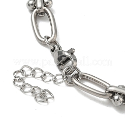 Не тускнеющие браслеты из овальной цепочки из нержавеющей стали 304 для женщин BJEW-B092-08P-01