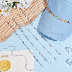 6 шт. 6 стиля алюминиевой цепочки панцирного плетения с латунными стразами и пластиковыми жемчужными бусинами для шляп&nbsp;HJEW-PH02283