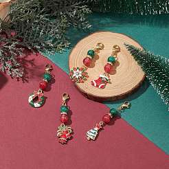 Décorations de pendentif en alliage d'émail sur le thème de noël&nbsp;HJEW-JM01136