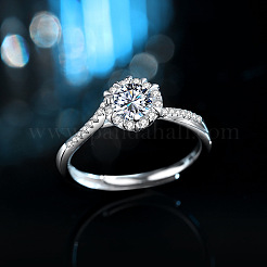 Rhodinierte 925 Sterling Silber Pavé 5.2x3.1mm Moissanit Fingerringe für Damen&nbsp;WG3CEB4-01