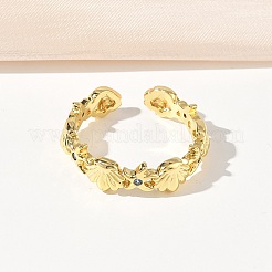Offene Manschettenringe aus 304er Edelstahl mit Zirkonia für Damen&nbsp;RJEW-Z122-02G-06