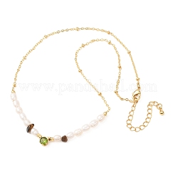 Colliers de perles naturelles œil de tigre et perles de riz naturelles&nbsp;GG-CBA3297-15G-A
