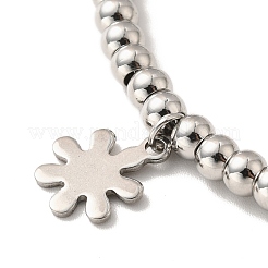 Bracelet à breloques flocon de neige en acier inoxydable 304 résistant au ternissement avec 201 perles rondes en acier inoxydable pour femme&nbsp;BJEW-B057-19P