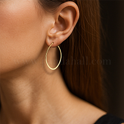 4 пара двухцветных серег-колец из нержавеющей стали&nbsp;EJEW-GO0003-13