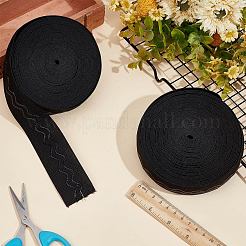 ポリエステルノンスリップニット弾性ベルト  衣類縫製用ウェーブシリコングリッパーゴムバンド  ブラック  38x1.2mm  10ヤード/ロール&nbsp;OCOR-WH0080-29B