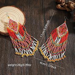 Длинные серьги-кисточки из богемского стекла ручной работы в форме ромба&nbsp;WE9226