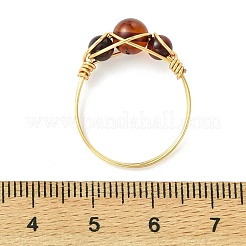 Fingerringe aus natürlichen Bernsteinperlen&nbsp;RJEW-JR01039-01