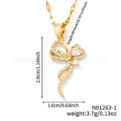 Элегантные латунные ожерелья-банты с прозрачными кубическими циркониями для женщин&nbsp;NG1085-1