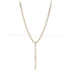 Flache runde Tennis-Y-Halsketten aus Messing mit Mikropflaster und klarem Zirkonia für Damen&nbsp;FS-WG3C55D-01