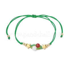 3 bracelet tressé en perles de verre sur le thème de Noël pour femmes&nbsp;BJEW-MZ00189