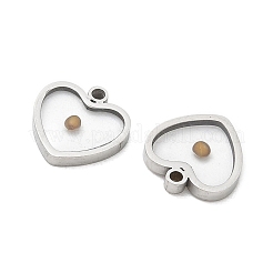 304ステンレスペンダント  ステンレス鋼色  ハートチャーム  12x12x2mm  穴：1.4mm&nbsp;SA-CBA5608-07C-P