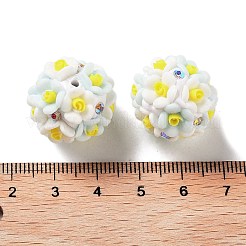 Бусины-цветы из светящейся полимерной глины со стразами&nbsp;RESI-C048-01A