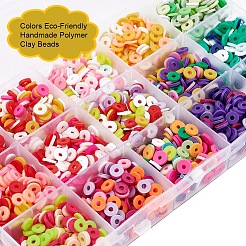 2400шт 15 цвета бусины из полимерной глины ручной работы CLAY-YW0001-27B