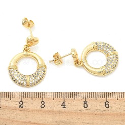 Серьги-гвоздики из латуни с микро-паве из прозрачного кубического циркония для женщин EJEW-C125-21E-G