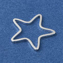 真鍮製フレームコネクター  鉛フリー＆カドミウムフリー  スター  925銀メッキ  15.5x16x1mm  内径：11x13.5mm&nbsp;KK-K383-09C-S