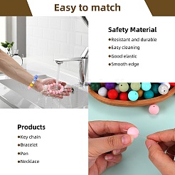 80 pièce de perles focales rondes en silicone&nbsp;SIL-SZ0001-24-02