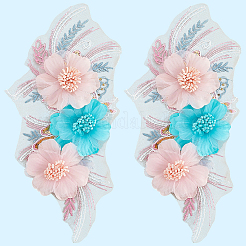 Полиэстер вышитые кружевные нашивки на ткань&nbsp;AJEW-WH20070-077