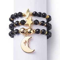 3 шт. 3 стильных кольца из бисера с драгоценными камнями RJEW-JR00522