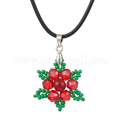 3 pièce 3 styles de colliers pendentifs en cornaline naturelle (teinte et chauffée) et en jade malaisien teinté et en quartz rose et en flocon de neige en verre&nbsp;NJEW-JN05054