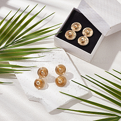 2 пара плоских круглых висячих серег-гвоздиков из латуни с геометрической спиралью&nbsp;EJEW-UN0002-72G