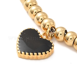 Браслет с подвеской в виде сердца из нержавеющей стали 304 с вакуумным покрытием PVD и эмалью BJEW-B057-08G