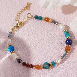 Браслет из латуни со стеклянными бусинами для женщин&nbsp;AC7044