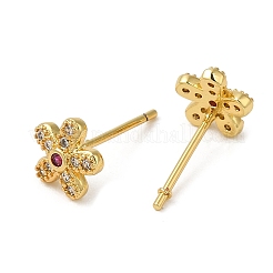 Серьги-гвоздики с цветочным покрытием из латуни&nbsp;EJEW-M235-04G