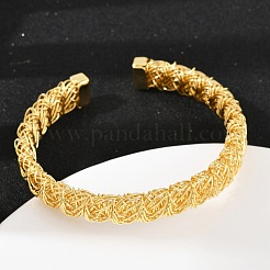 Латунь манжеты браслеты для женщин BJEW-C112-06G