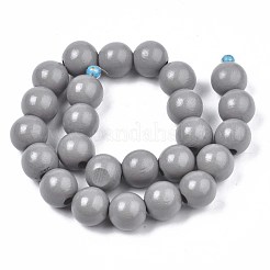Brins de perles de bois naturel peintes à la bombe&nbsp;WOOD-S053-57F