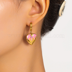 201 серьги-кольца в форме сердца из нержавеющей стали с эмалью&nbsp;JM4431