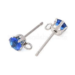 Accessoires de boucles d'oreilles à clous en acier inoxydable 304 sertis de micro-pavés de zircone cubique&nbsp;STAS-H240-56P-09