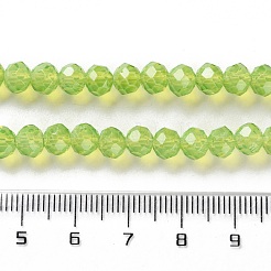 ベーキングペイント透明ガラスビーズ連売り  模造オパール  多面カット  ラウンド  黄緑  6x5mm  穴：1.3mm  約80~85個/連  38~40cm&nbsp;DGLA-A034-J6MM-D07