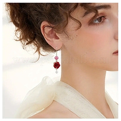 20 шт. 2-цветные подвески-соединители в виде цветка розы из сплава и пластика&nbsp;FIND-YW0008-32