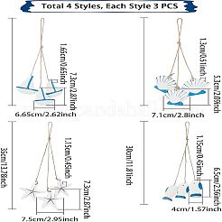 12 шт. 3 стиля средиземноморского стиля подвесные украшения из натурального дерева&nbsp;AJEW-PH0001-55