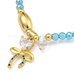 Латунь и стекло с покрытием стойки растягивающиеся браслеты BJEW-B106-04G-02