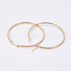 304ステンレススチールフープピアス  リング  ゴールドカラー  55x2mm  ピン：1x0.6mm  内径：51mm&nbsp;EJEW-WH0002-03C-G