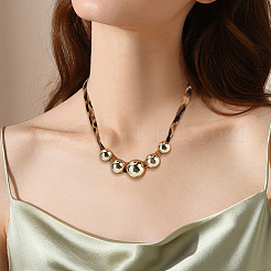 Collane con pendente in lega con perline graduate e colletto in poliestere per donna&nbsp;NJEW-SP0001-17C
