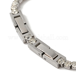 304ステンレススチールラインストーンカップチェーンブレスレット  クリスタル  7-5/8x1/8インチ（19.3x0.3cm）&nbsp;BJEW-S002-01B