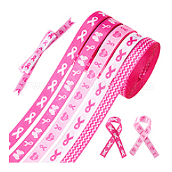 5 рулон 5 стиля полиэстеровая волна/лента с принтом для осведомленности о раке груди OCOR-PH0004-22